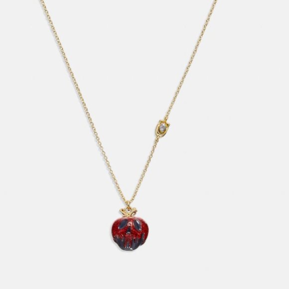 Disney X Coach Poison Apple Necklace Snow White Evil Queen Limited Rare Gold NWT - Picture 3 of 7